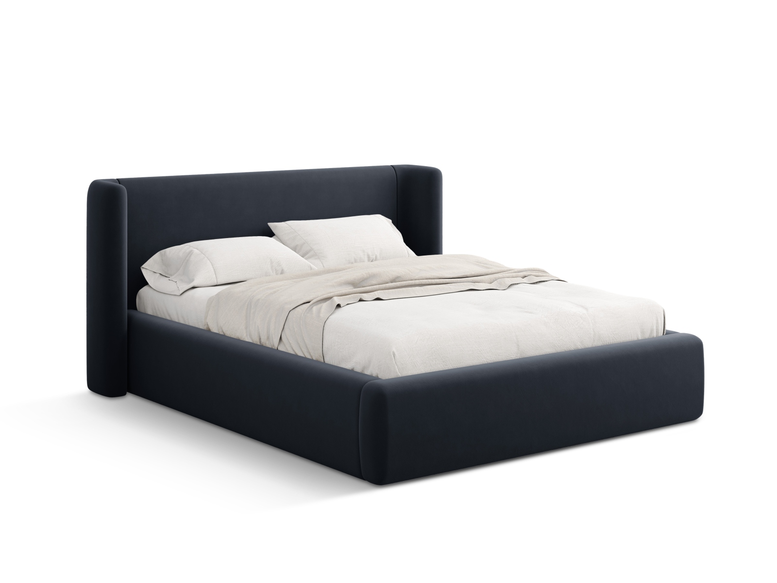 Velvet Storage Bed With Headboard, "Jolene", 184x230x100