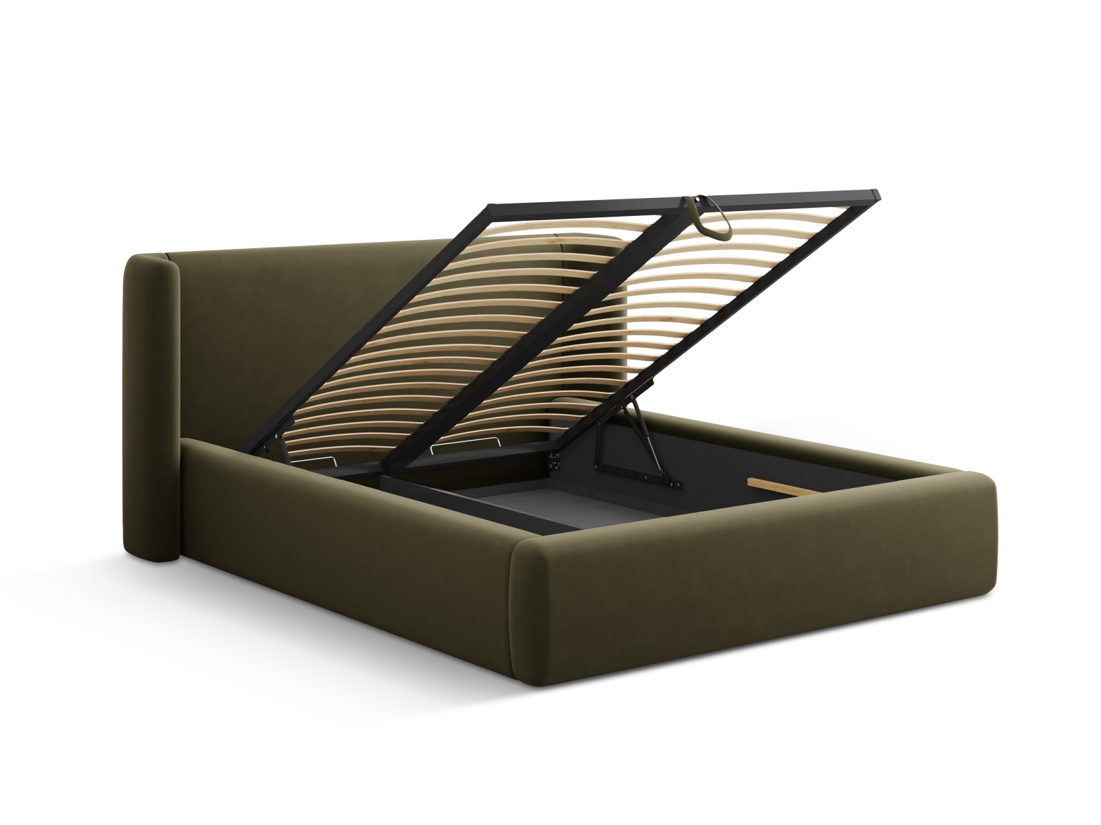 Velvet Storage Bed With Headboard, "Jolene", 184x230x100