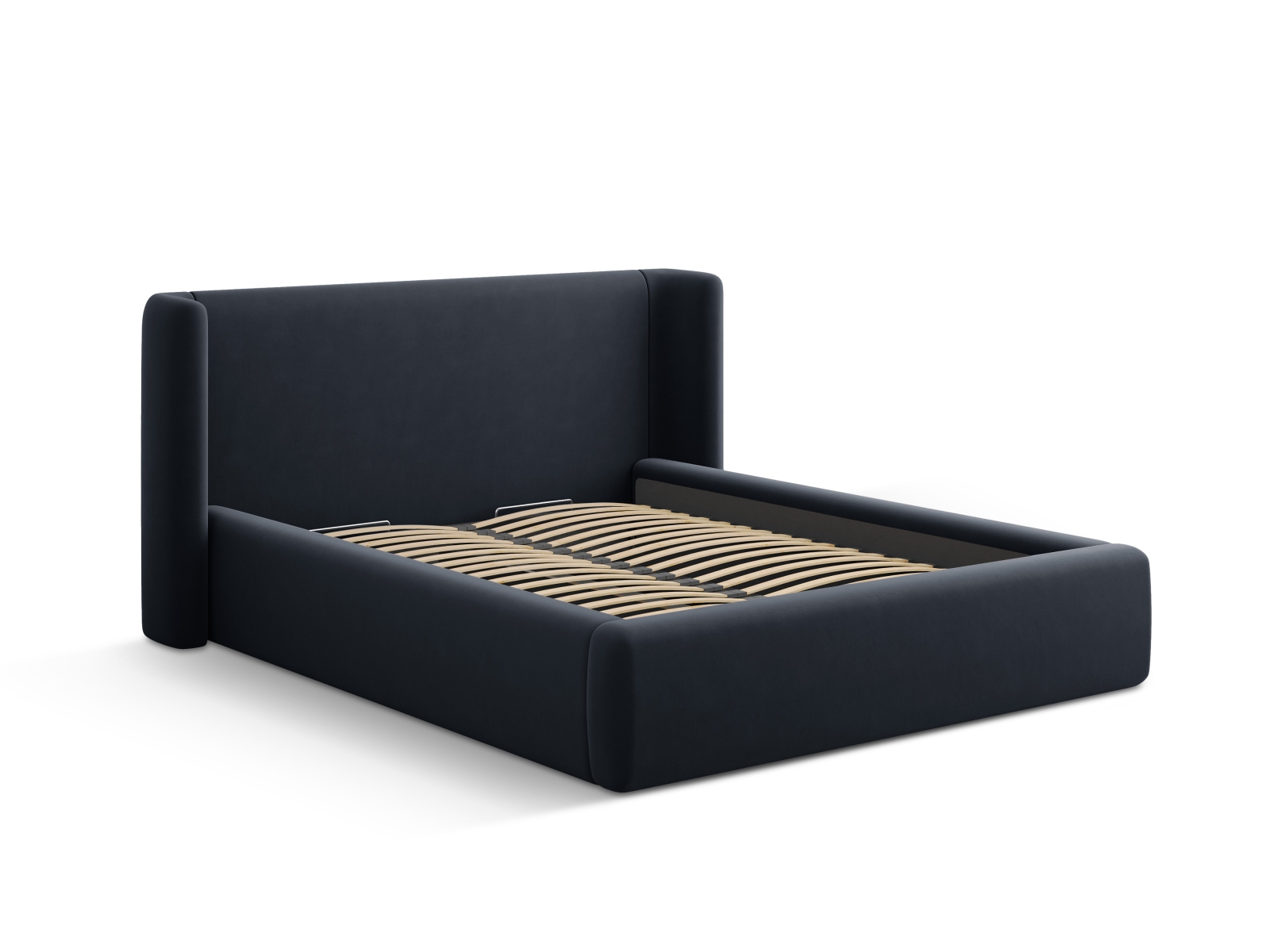 Velvet Storage Bed With Headboard, "Jolene", 184x230x100