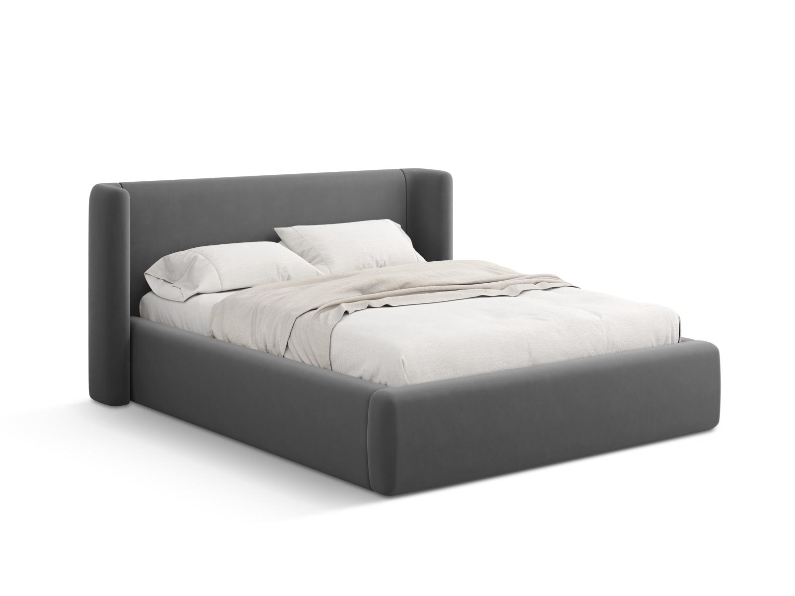 Velvet Storage Bed With Headboard, "Jolene", 184x230x100