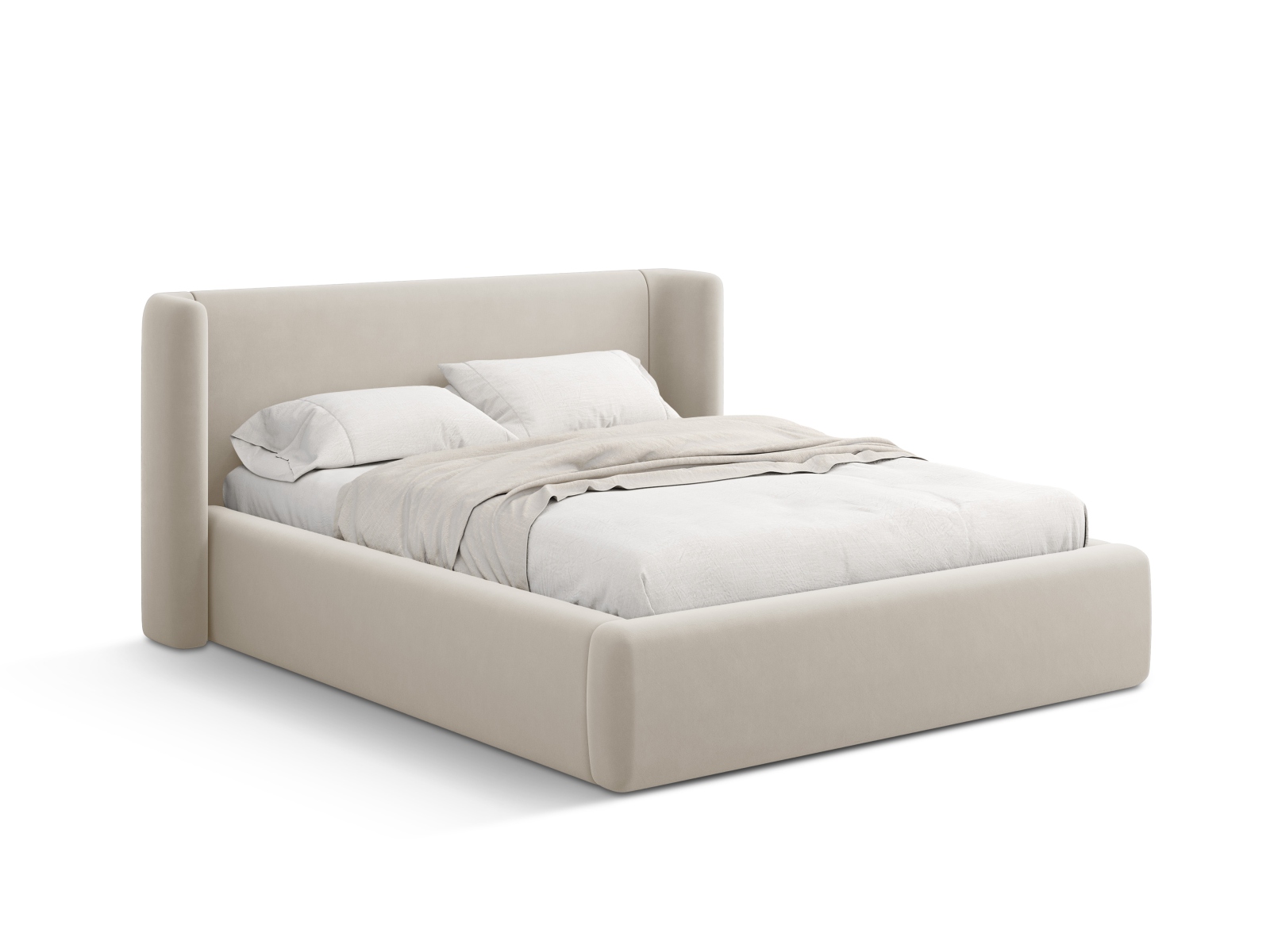 Velvet Storage Bed With Headboard, "Jolene", 244x230x100