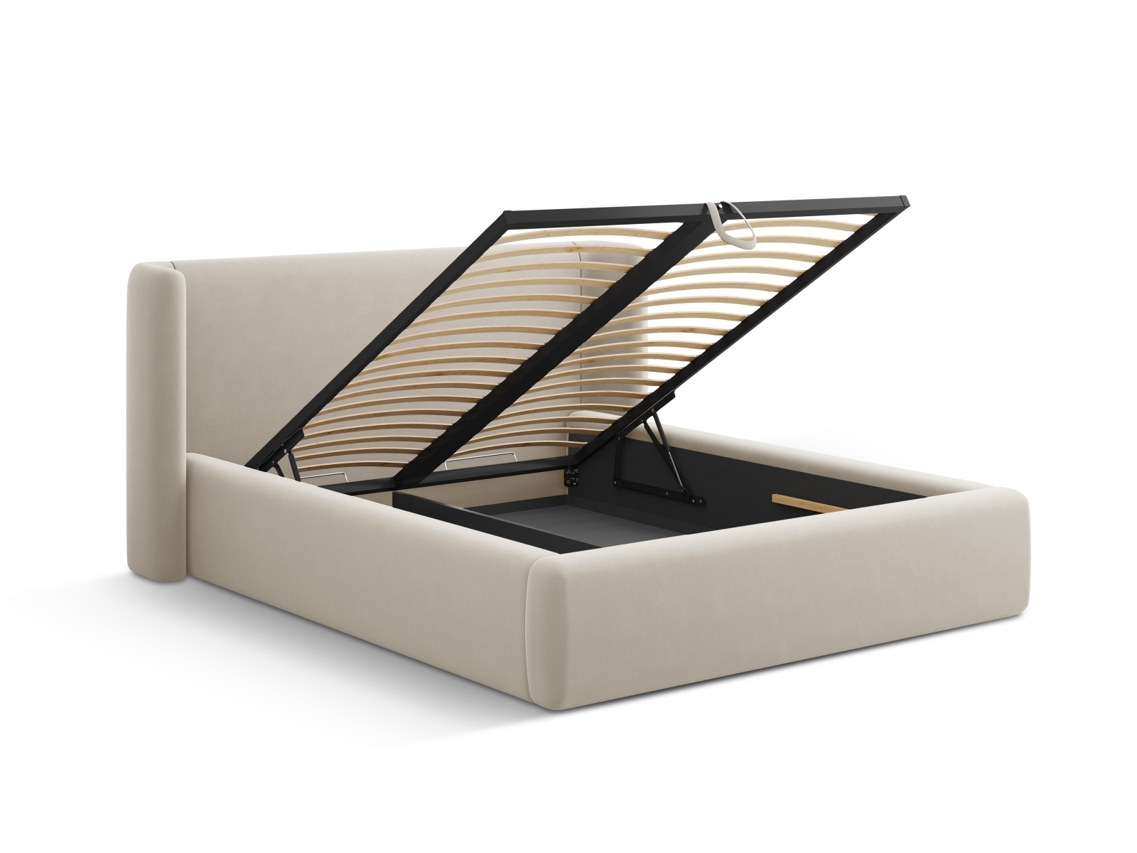 Velvet Storage Bed With Headboard, "Jolene", 244x230x100
