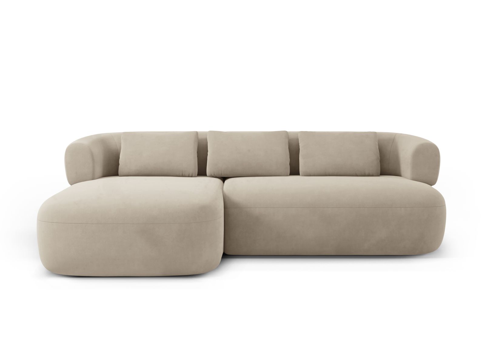 Velvet Left Corner Sofa, "Jenny", 5 Seats, 225x145x73