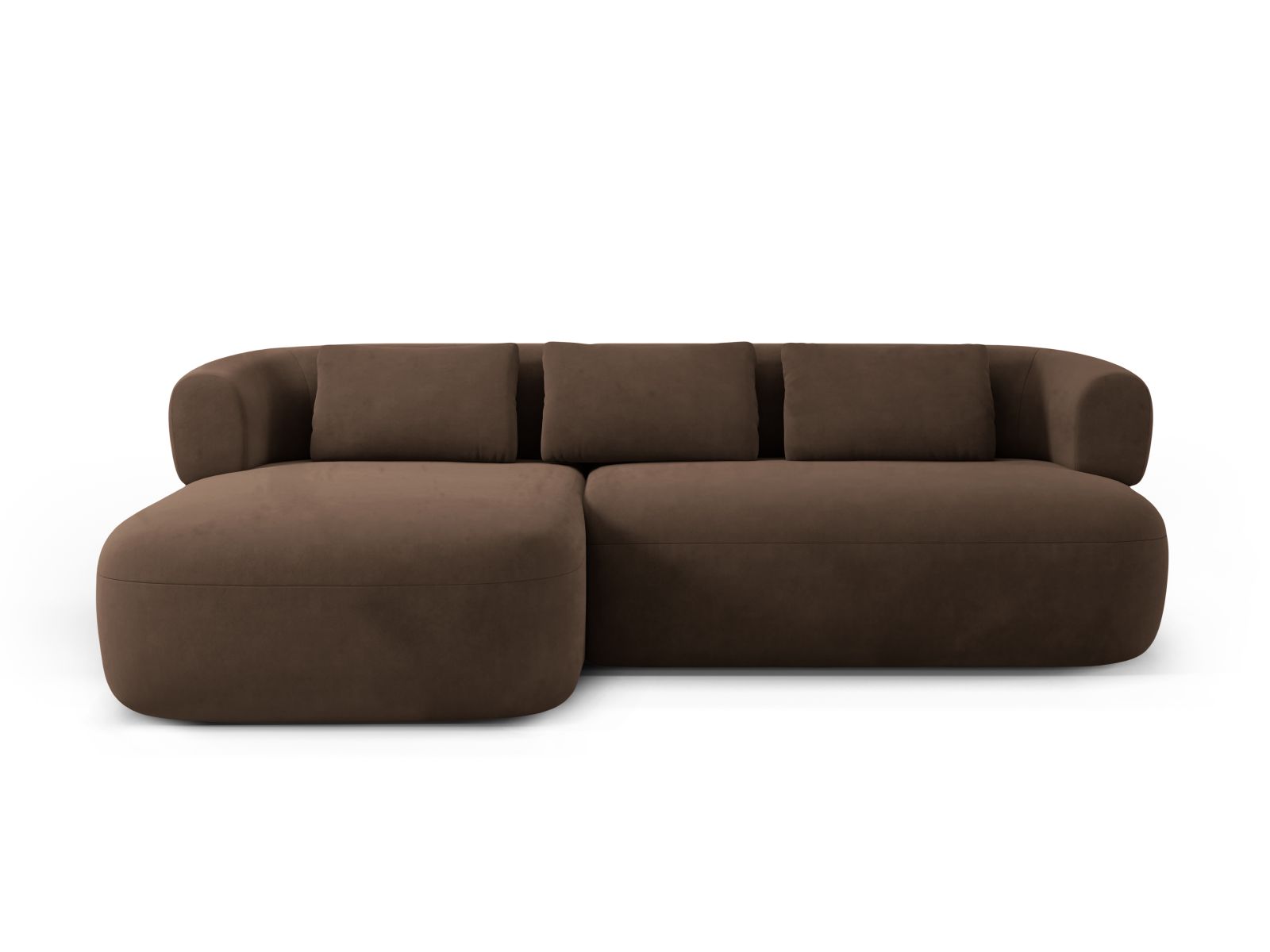 Velvet Left Corner Sofa, "Jenny", 5 Seats, 225x145x73