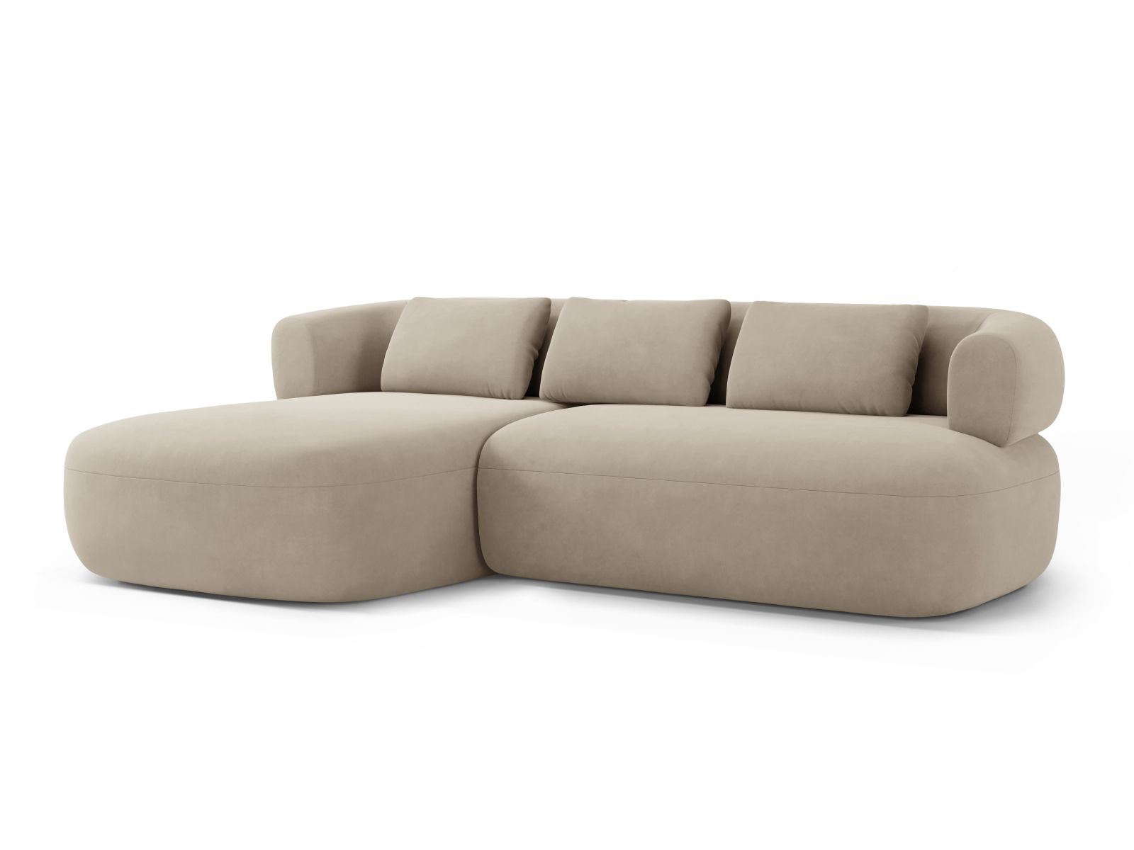 Velvet Left Corner Sofa, "Jenny", 5 Seats, 225x145x73