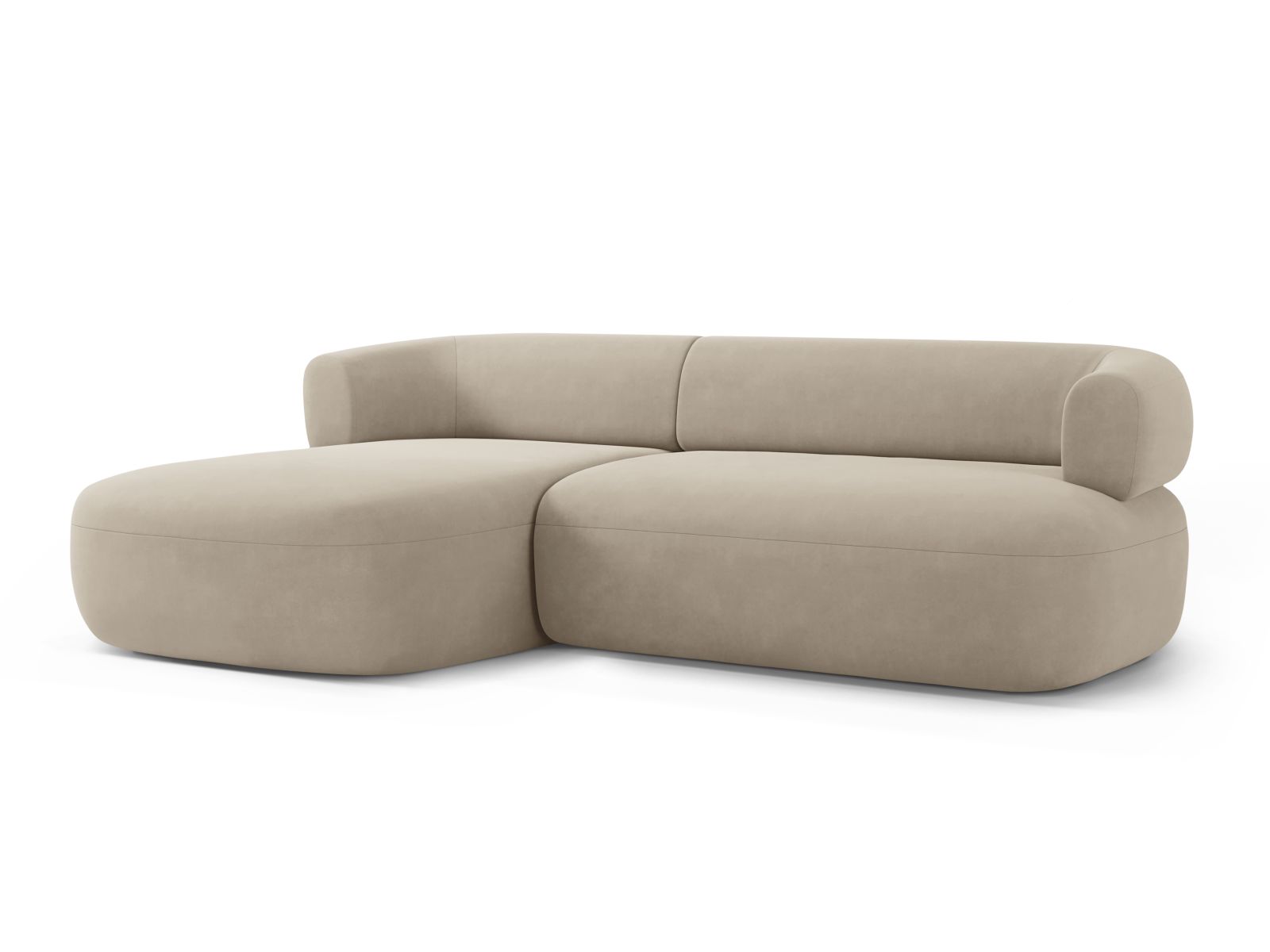 Velvet Left Corner Sofa, "Jenny", 5 Seats, 225x145x73