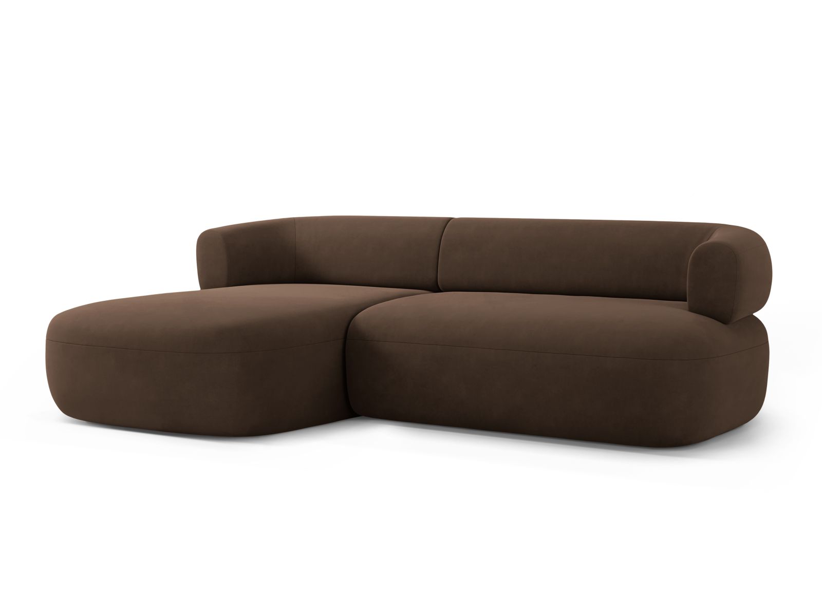 Velvet Left Corner Sofa, "Jenny", 5 Seats, 225x145x73
