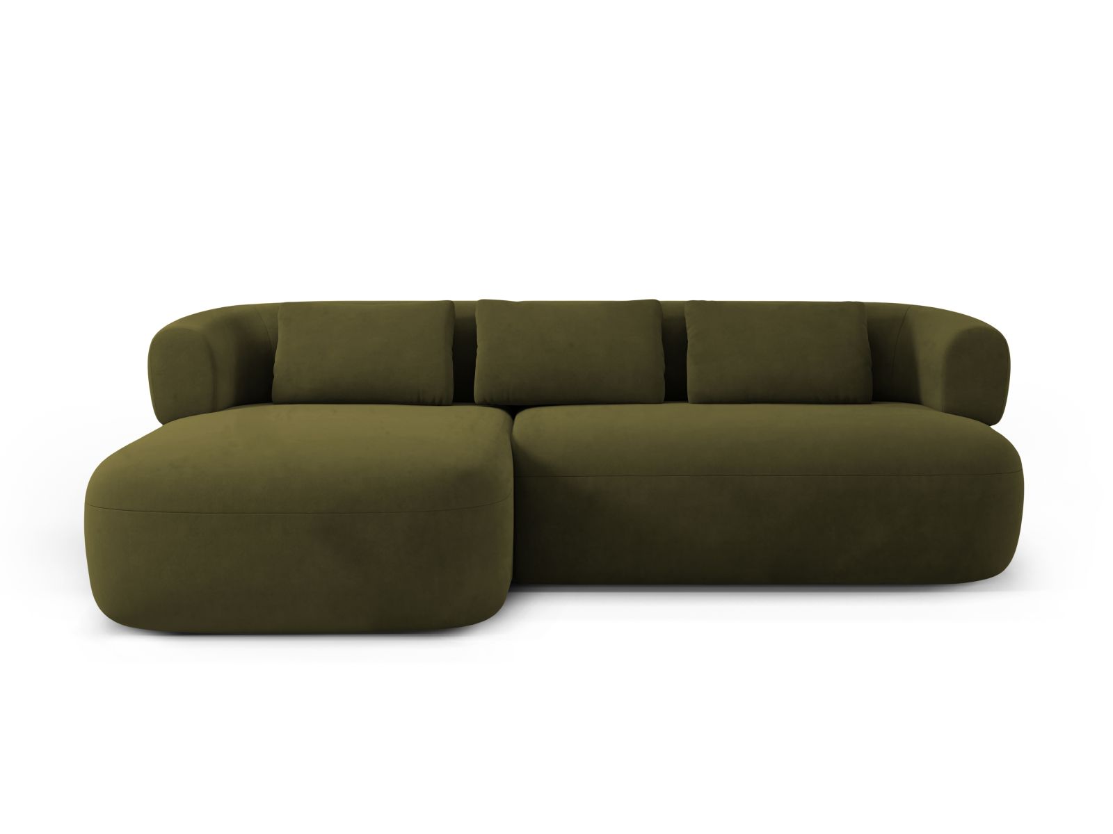Velvet Left Corner Sofa, "Jenny", 5 Seats, 225x145x73