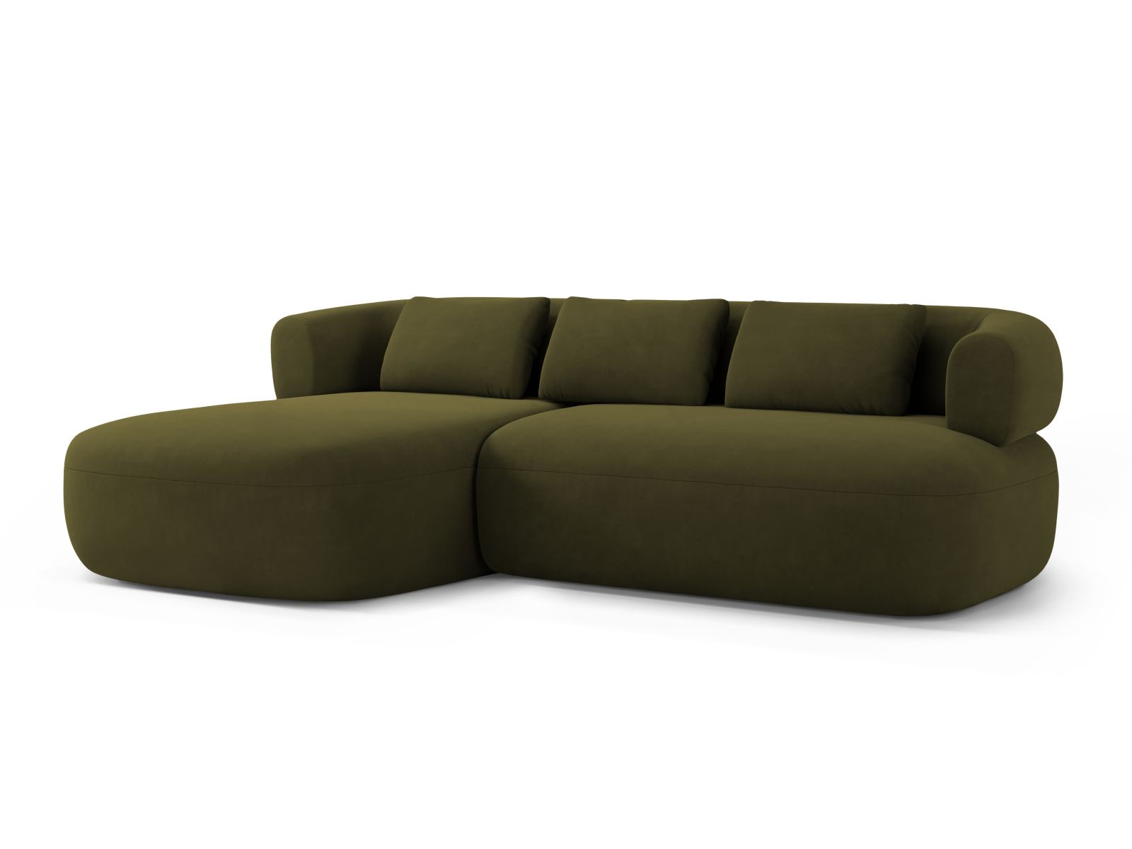 Velvet Left Corner Sofa, "Jenny", 5 Seats, 225x145x73