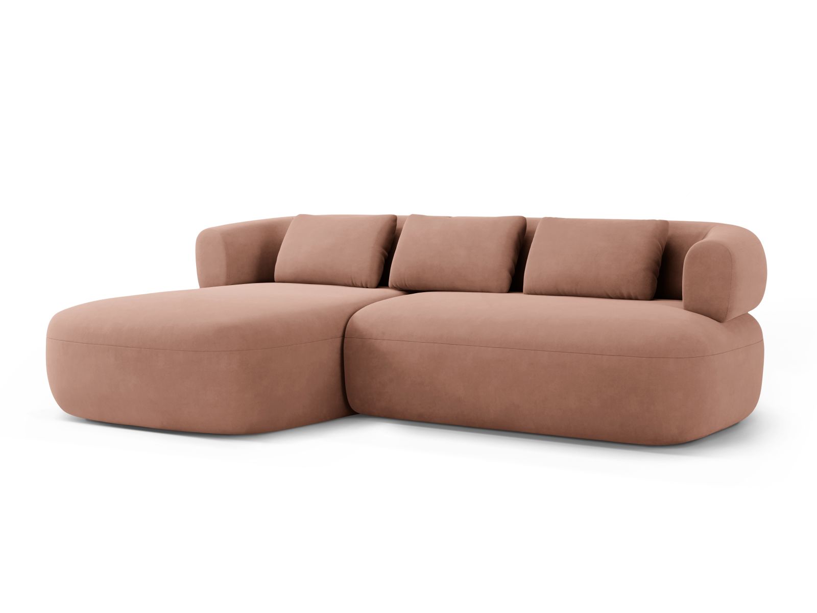 Velvet Left Corner Sofa, "Jenny", 5 Seats, 225x145x73