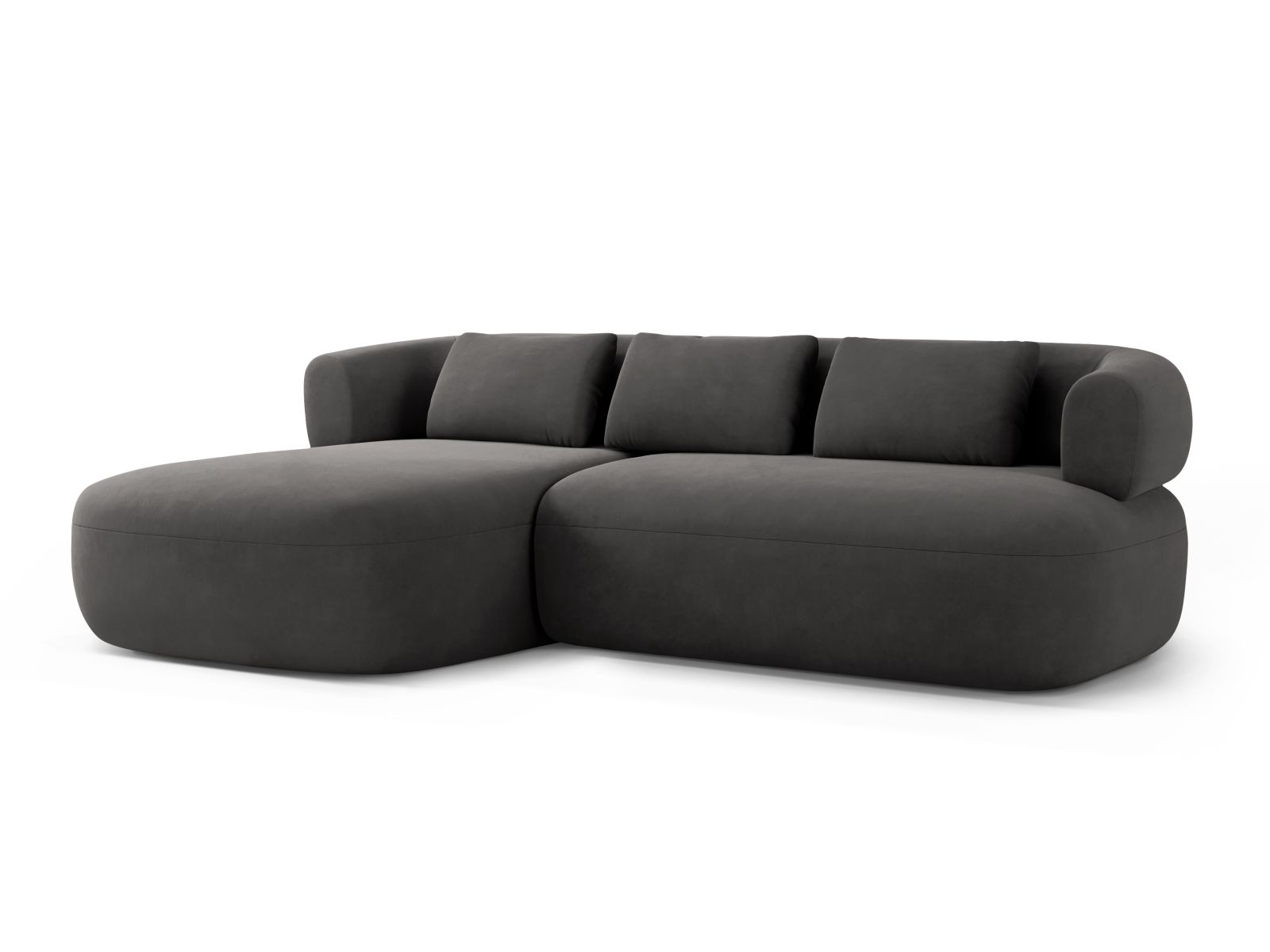 Velvet Left Corner Sofa, "Jenny", 5 Seats, 225x145x73