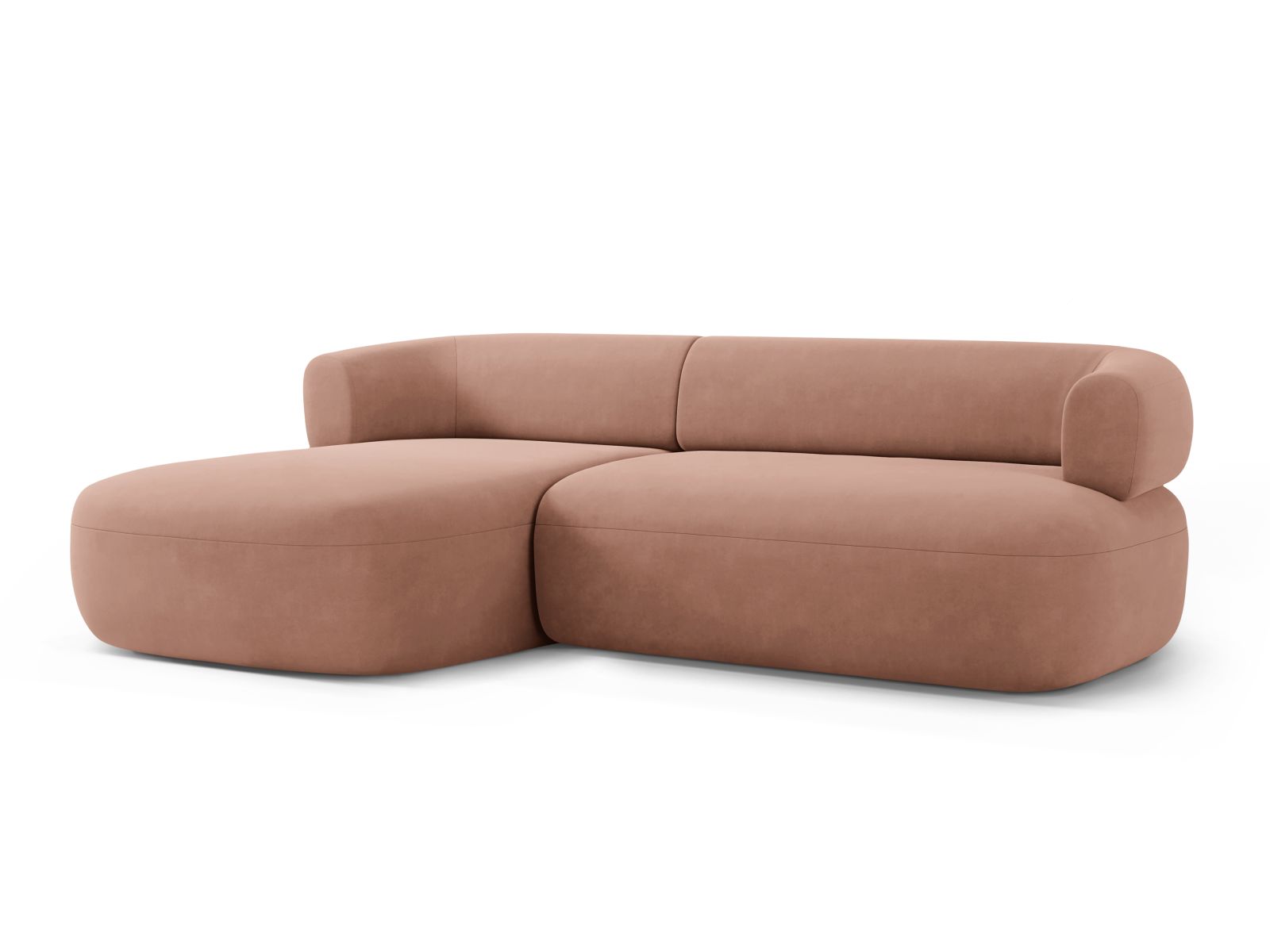 Velvet Left Corner Sofa, "Jenny", 5 Seats, 225x145x73