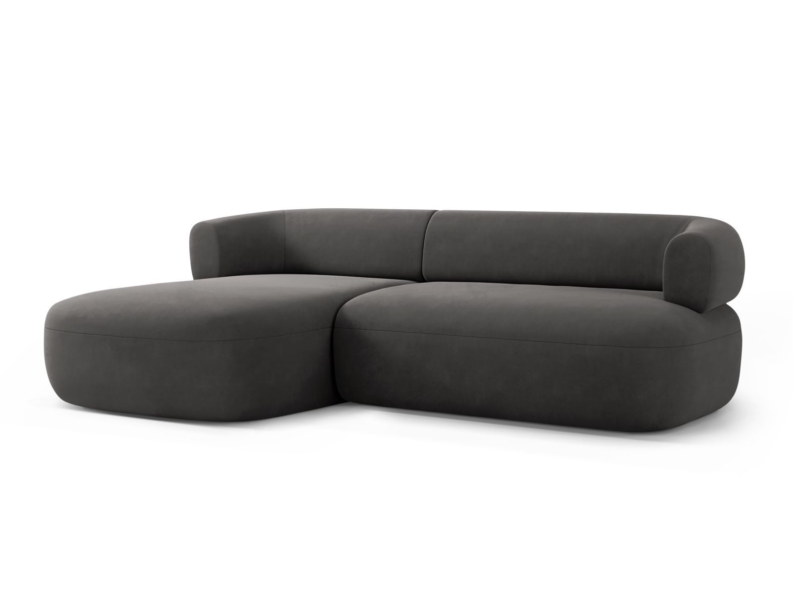 Velvet Left Corner Sofa, "Jenny", 5 Seats, 225x145x73