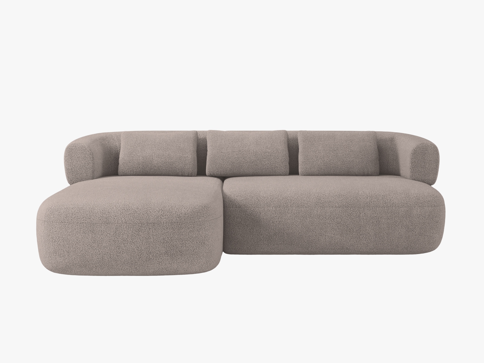 Boucle Left Corner Sofa, "Jenny", 5 Seats, 225x145x73