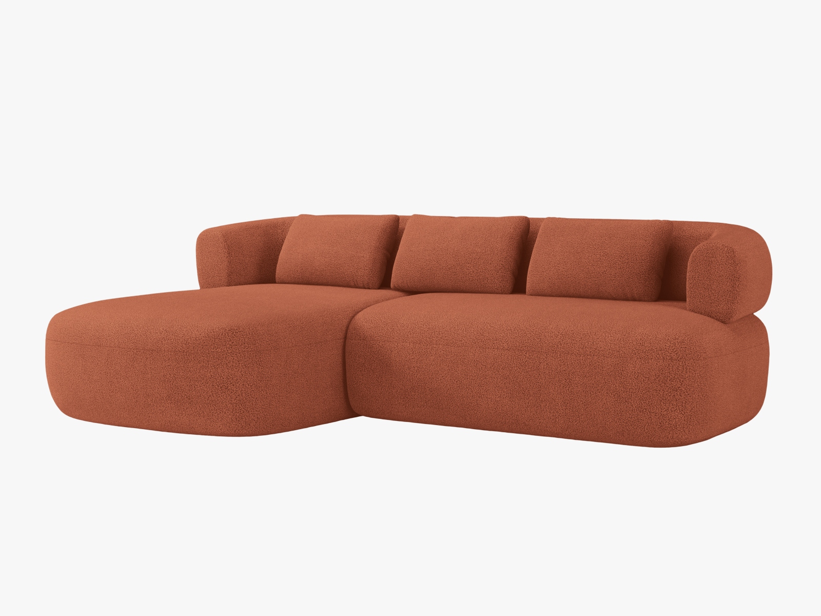 Boucle Left Corner Sofa, "Jenny", 5 Seats, 225x145x73