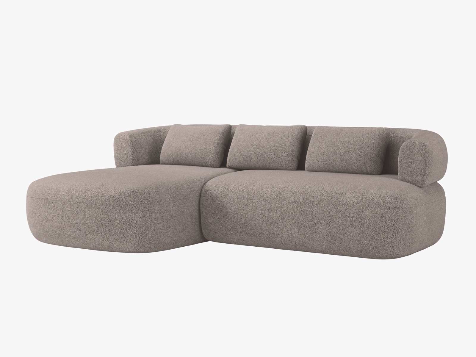 Boucle Left Corner Sofa, "Jenny", 5 Seats, 225x145x73