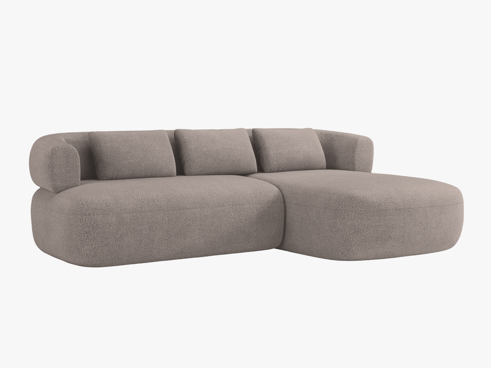 Boucle Right Corner Sofa, "Jenny", 5 Seats, 225x145x73