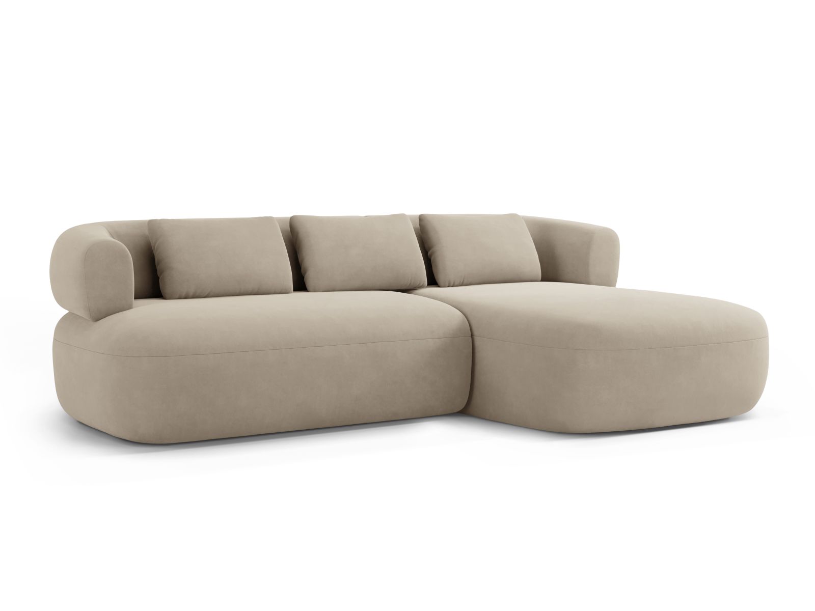 Velvet Right Corner Sofa, "Jenny", 5 Seats, 225x145x73