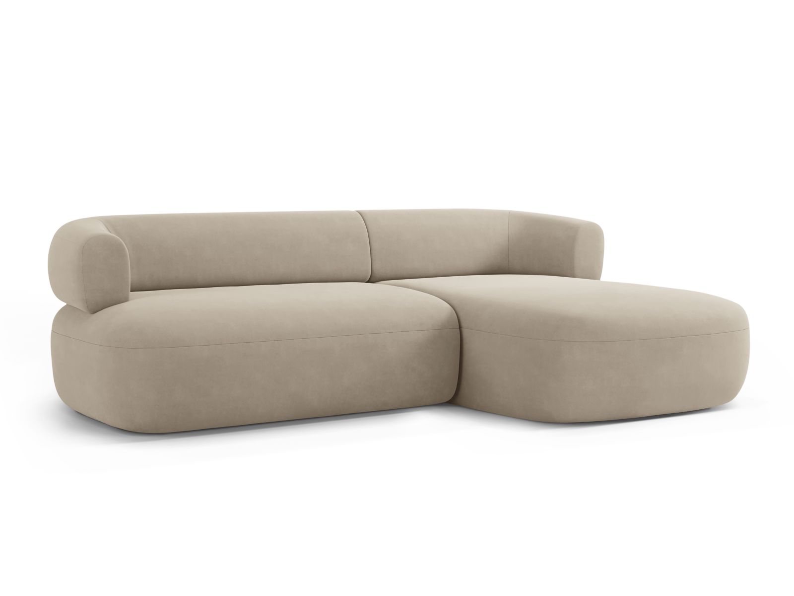 Velvet Right Corner Sofa, "Jenny", 5 Seats, 225x145x73