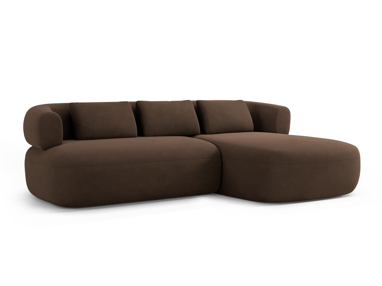 Velvet Right Corner Sofa, "Jenny", 5 Seats, 225x145x73