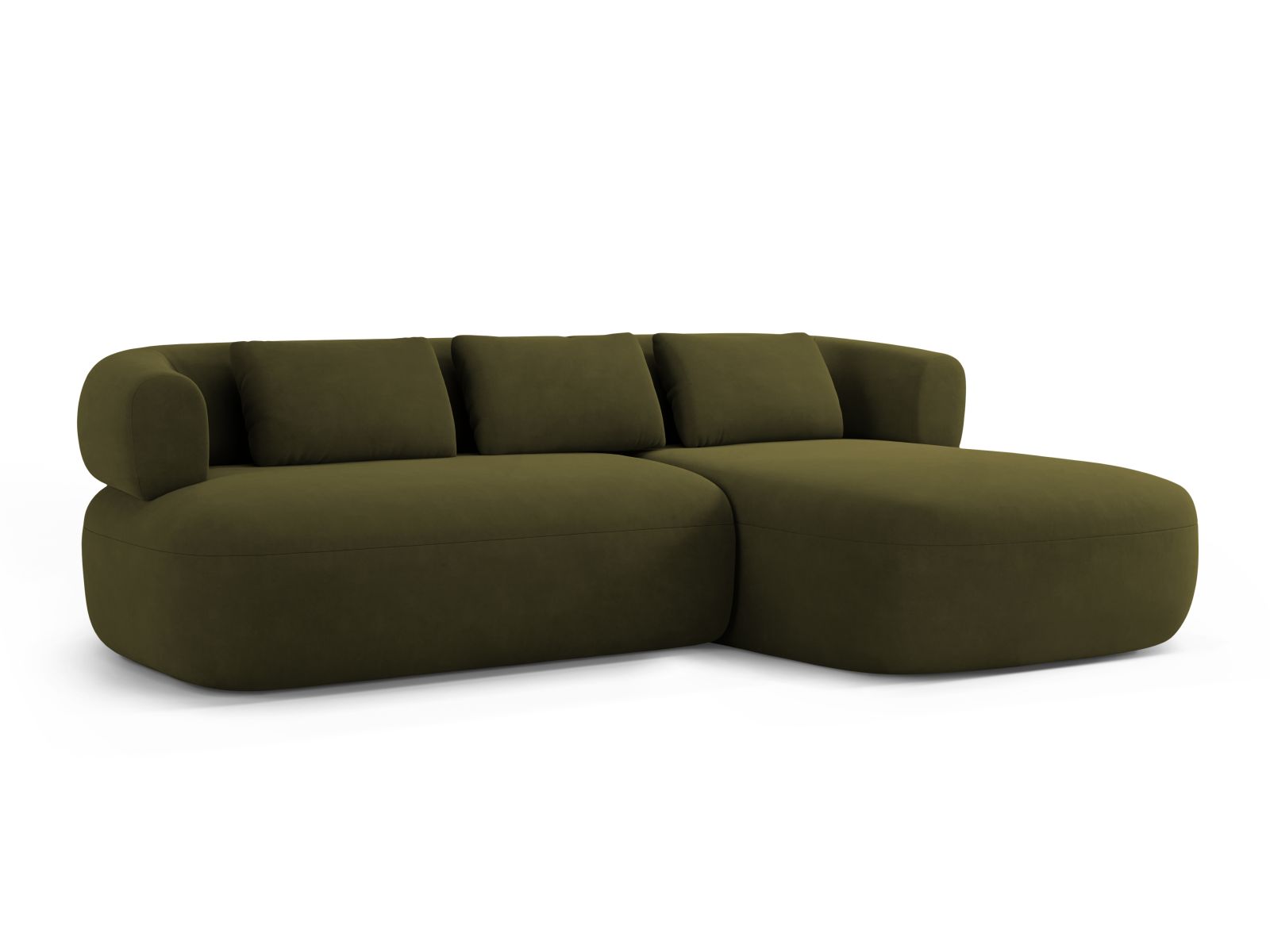 Velvet Right Corner Sofa, "Jenny", 5 Seats, 225x145x73