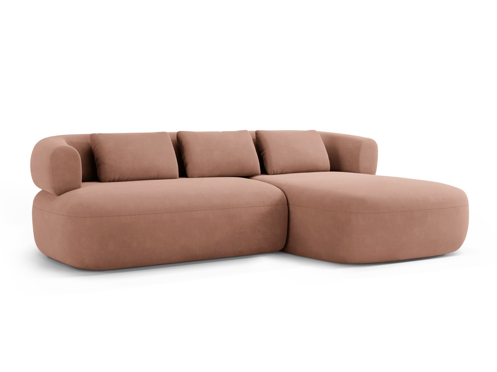Velvet Right Corner Sofa, "Jenny", 5 Seats, 225x145x73