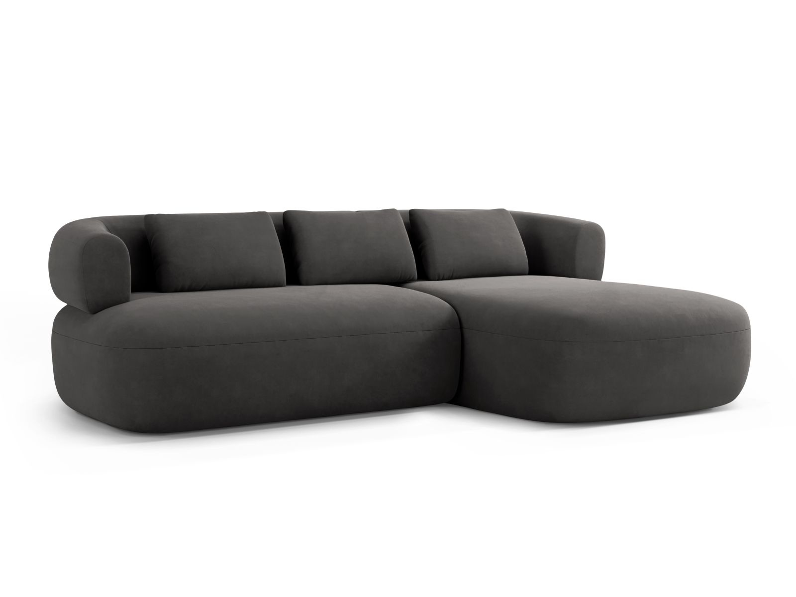 Velvet Right Corner Sofa, "Jenny", 5 Seats, 225x145x73