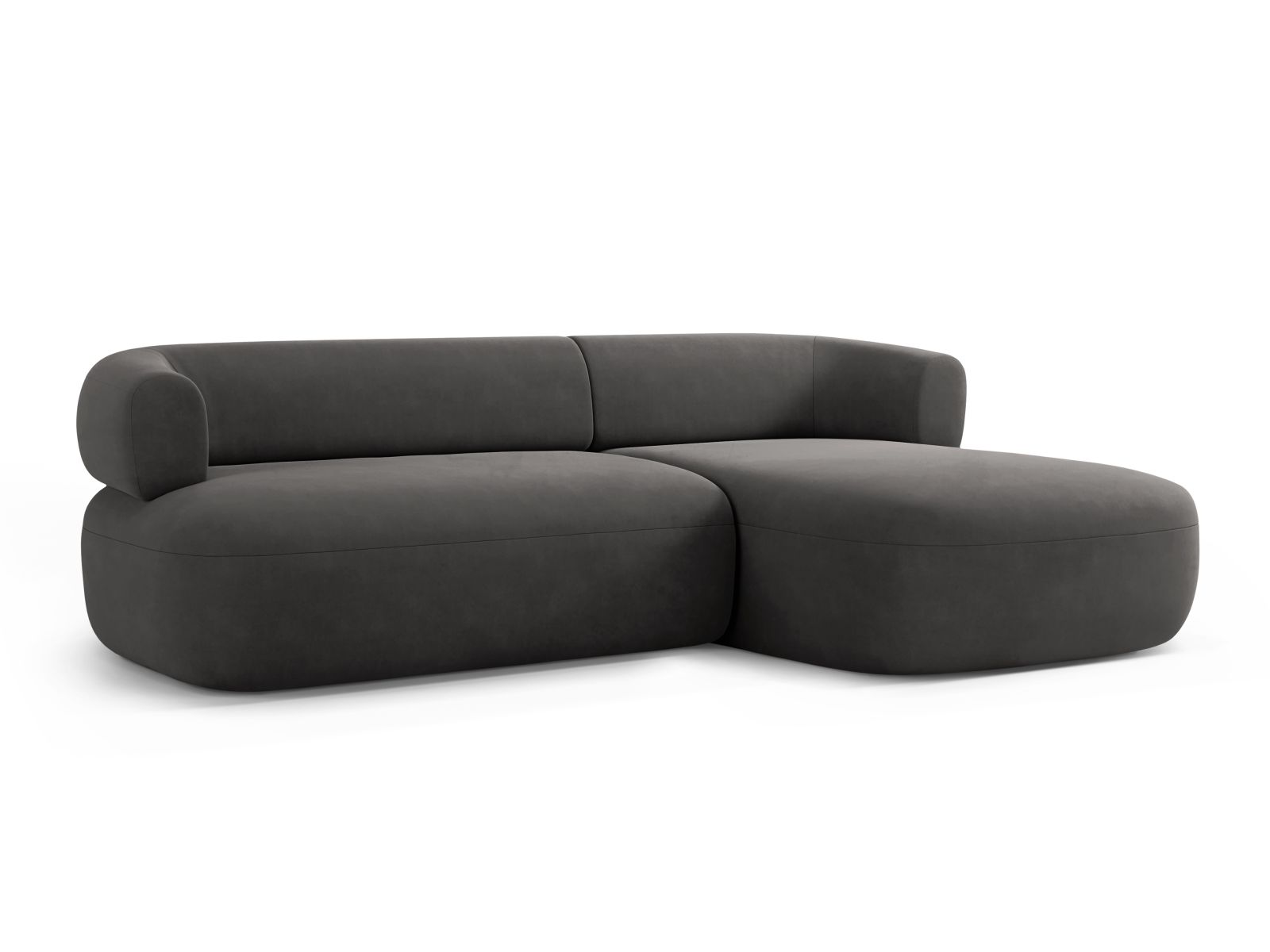 Velvet Right Corner Sofa, "Jenny", 5 Seats, 225x145x73