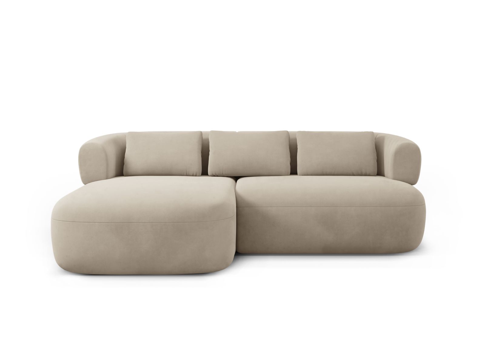 Velvet Left Corner Sofa, "Jenny", 5 Seats, 200x145x73