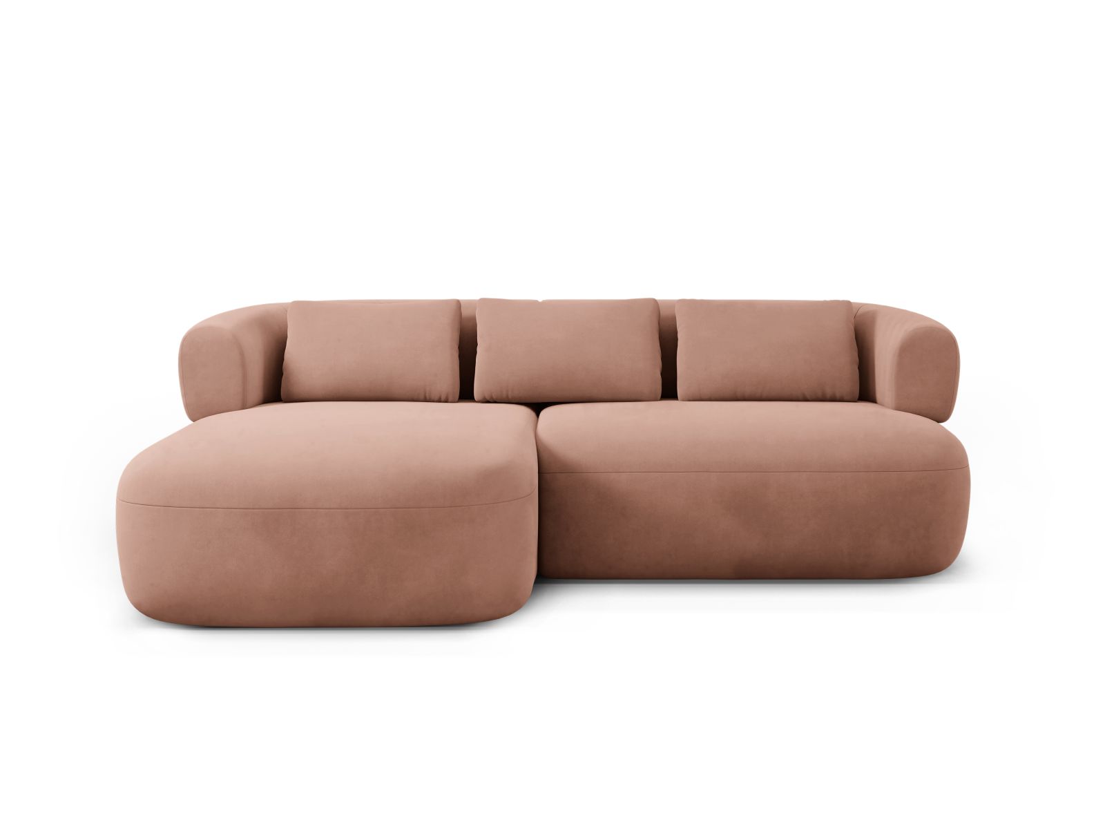 Velvet Left Corner Sofa, "Jenny", 5 Seats, 200x145x73
