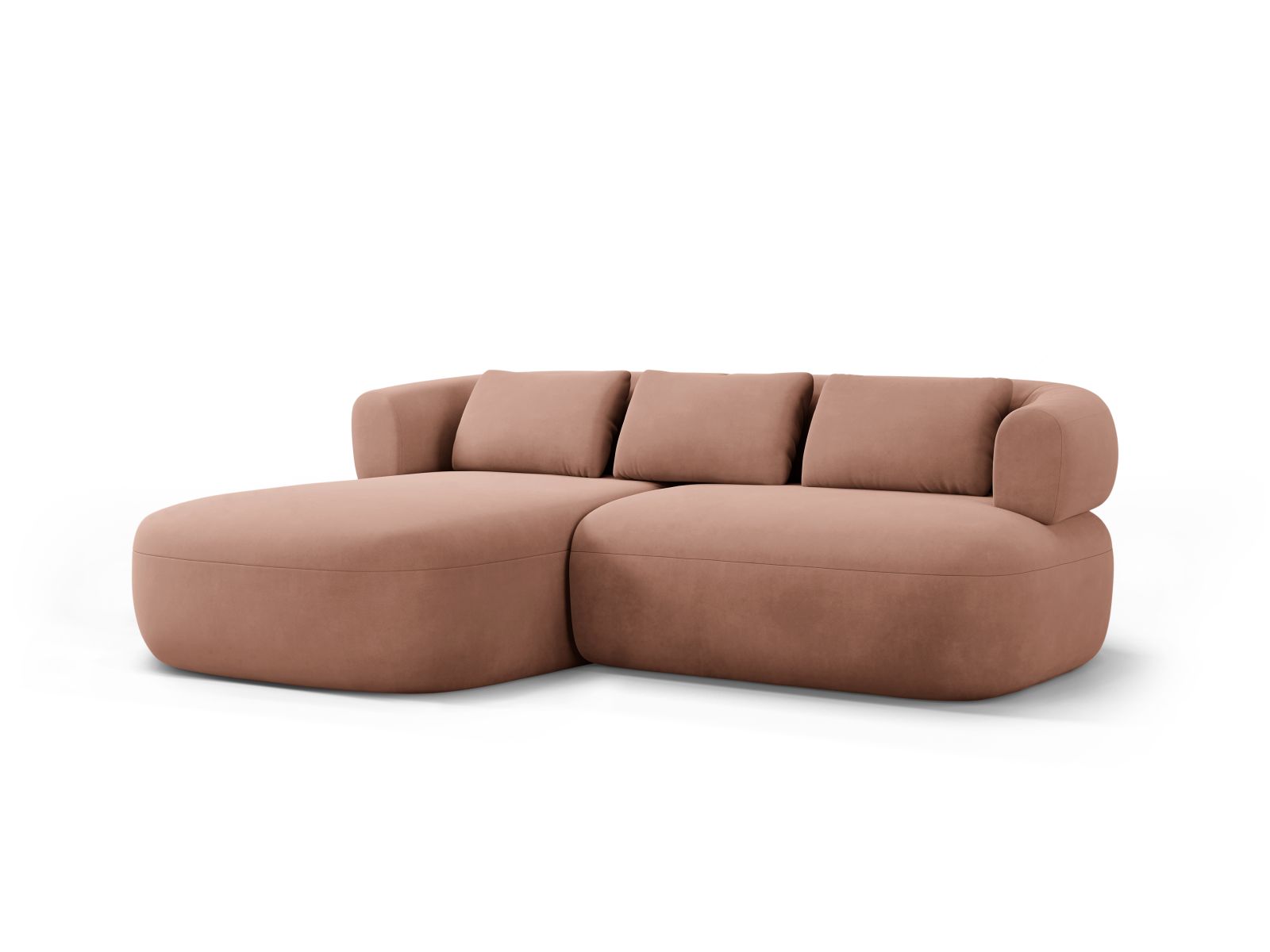 Velvet Left Corner Sofa, "Jenny", 5 Seats, 200x145x73