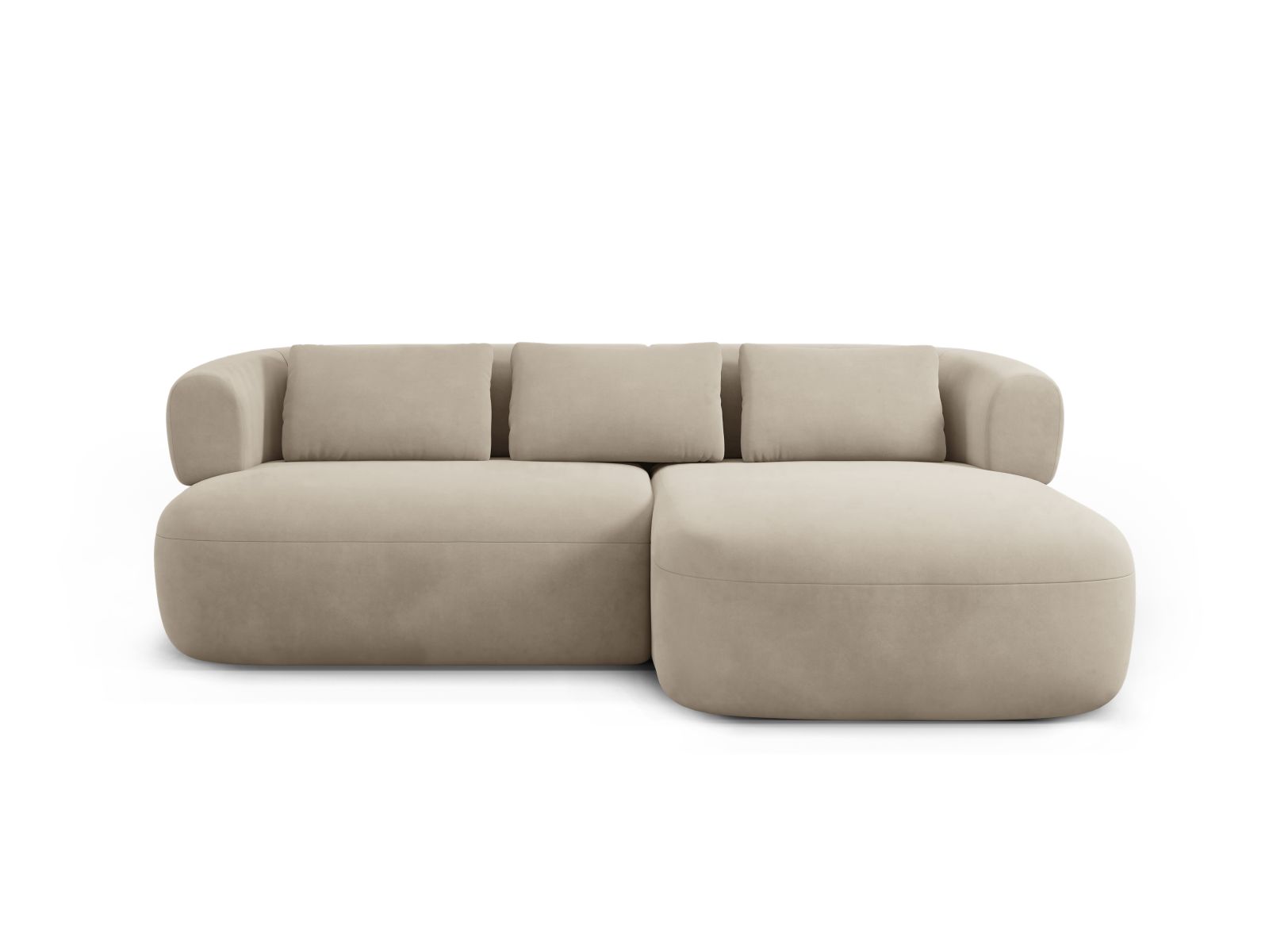 Velvet Right Corner Sofa, "Jenny", 5 Seats, 200x145x73