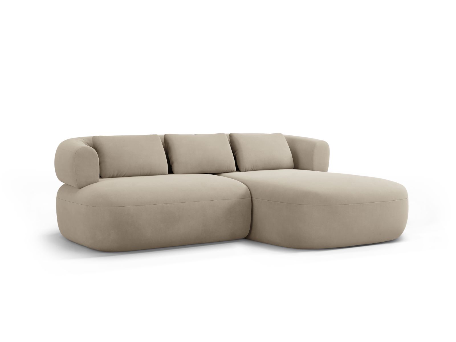 Velvet Right Corner Sofa, "Jenny", 5 Seats, 200x145x73