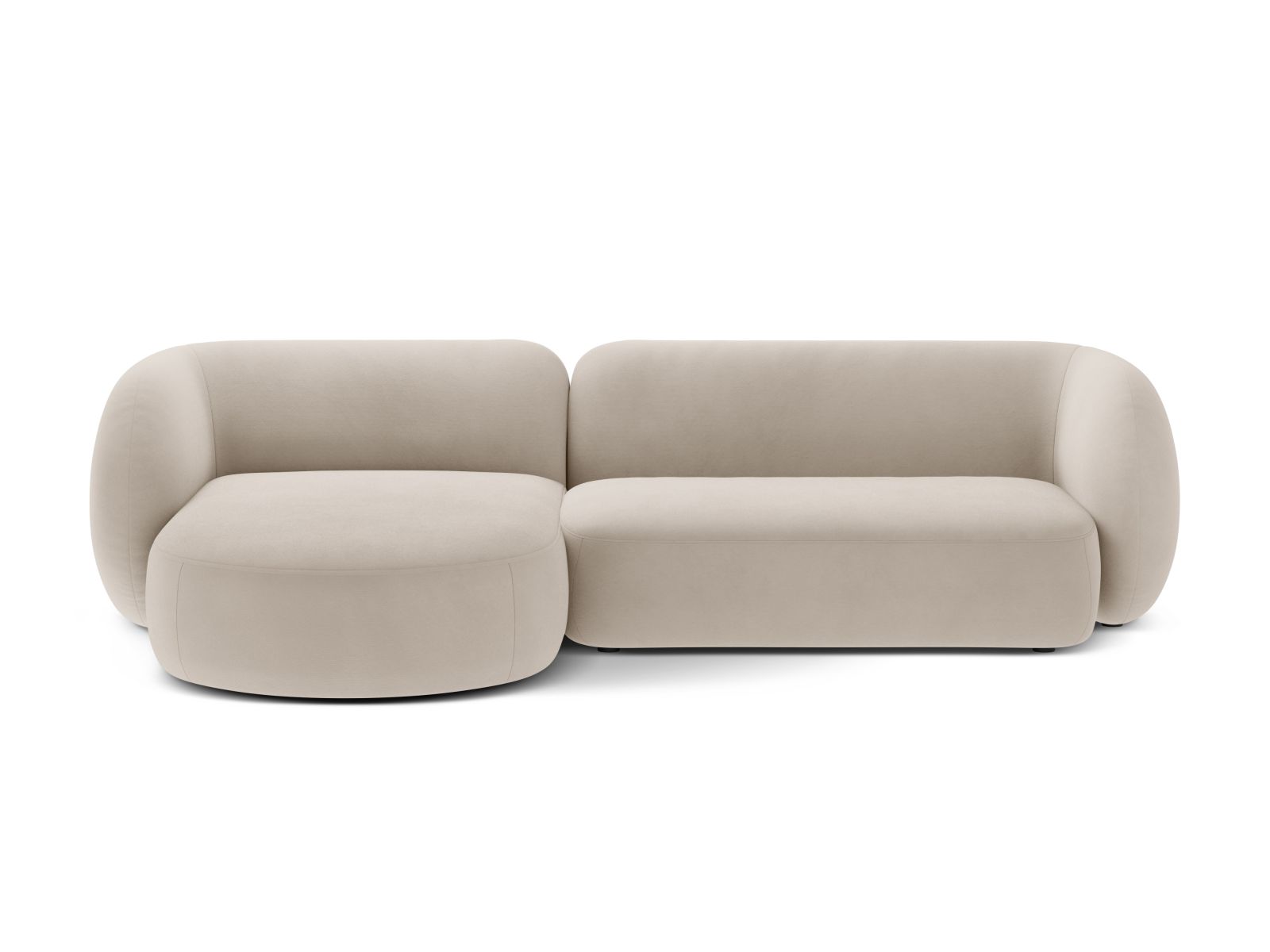 Velvet Modular Left Corner Sofa, "Kate", 3 Seats, 285x176x76