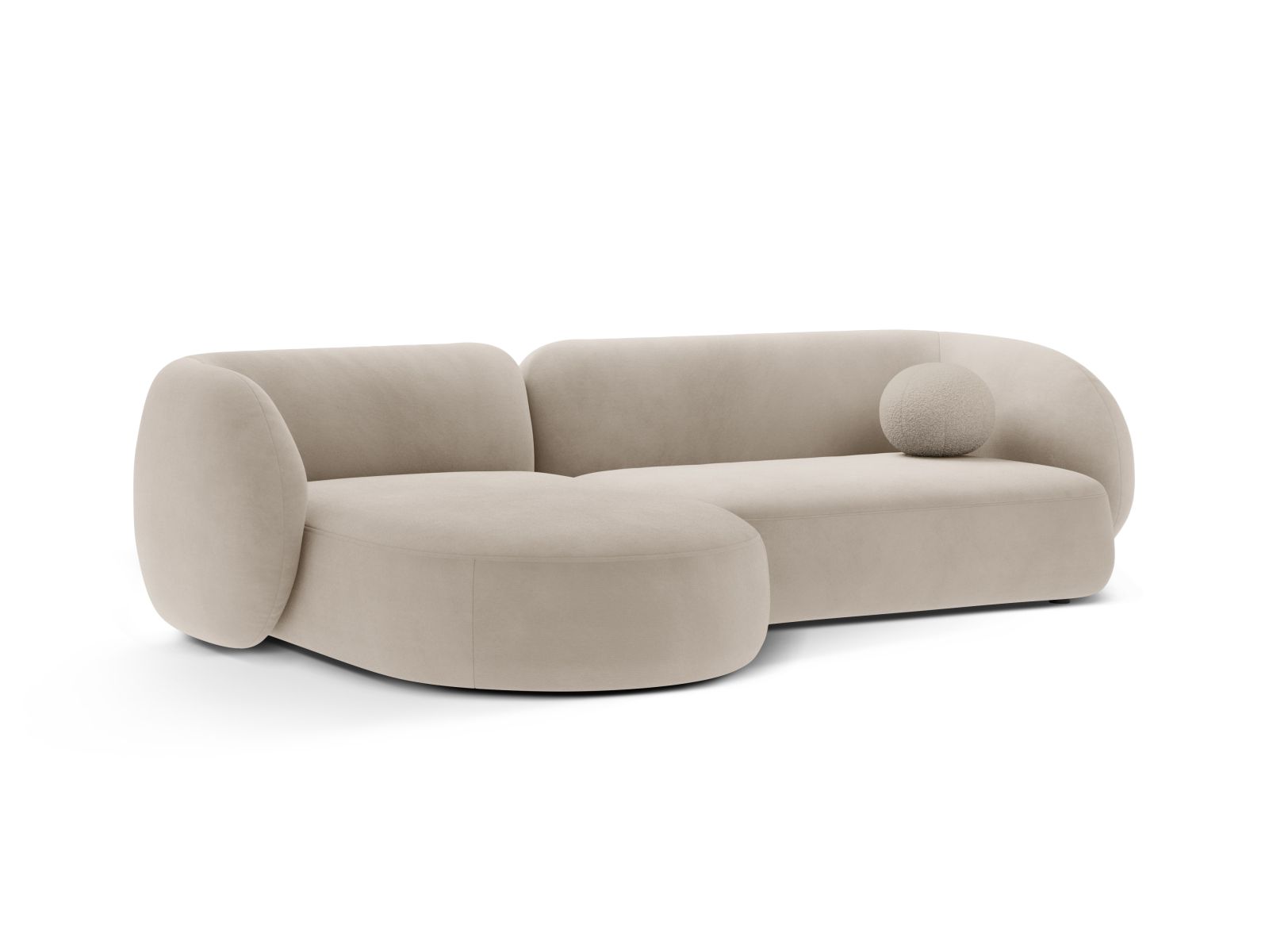 Velvet Modular Left Corner Sofa, "Kate", 3 Seats, 285x176x76
