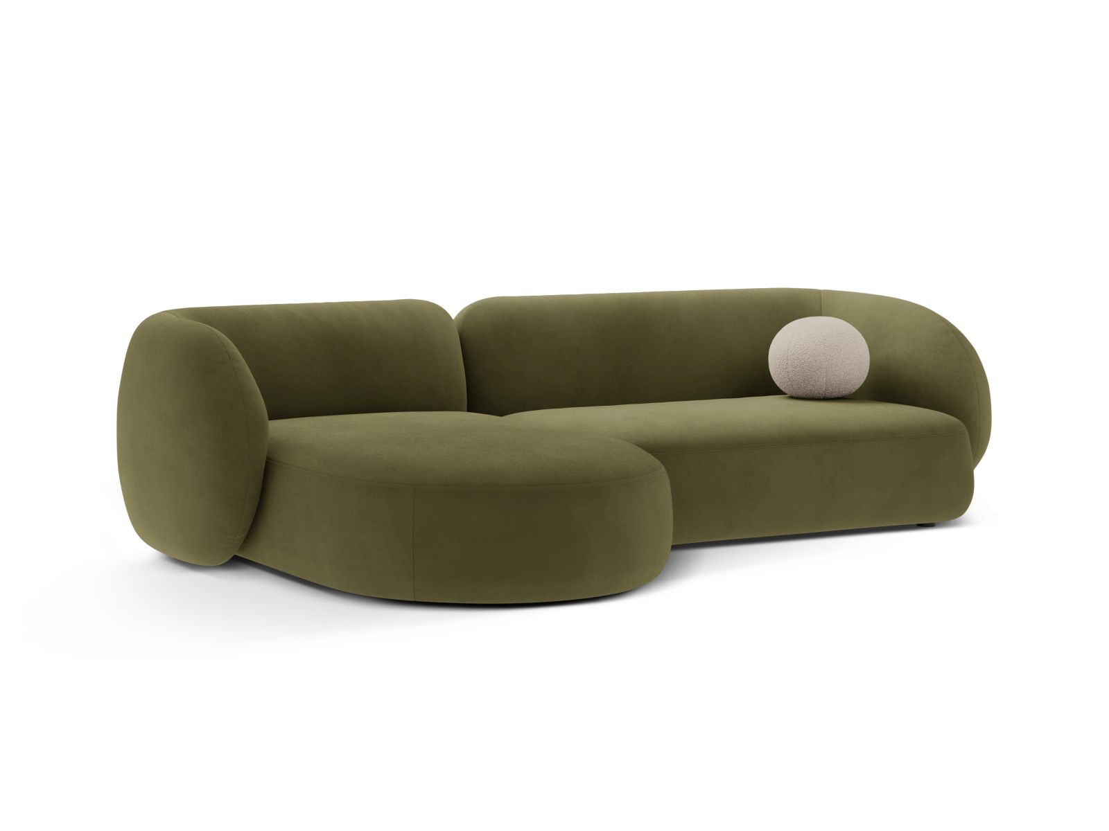 Velvet Modular Left Corner Sofa, "Kate", 3 Seats, 285x176x76