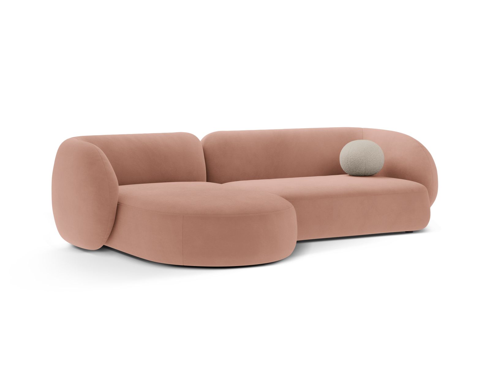 Velvet Modular Left Corner Sofa, "Kate", 3 Seats, 285x176x76