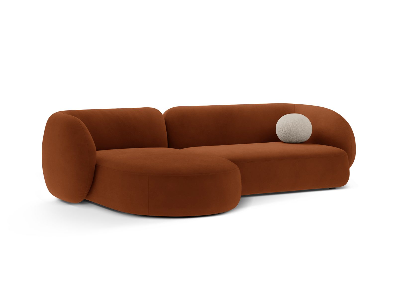 Velvet Modular Left Corner Sofa, "Kate", 3 Seats, 285x176x76