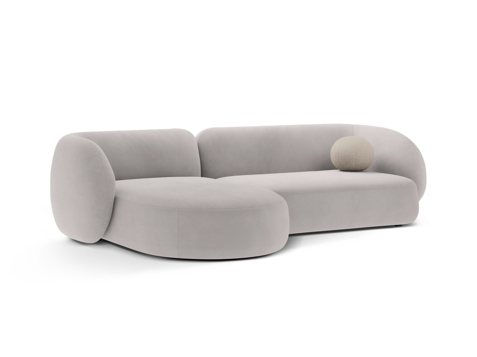 Velvet Modular Left Corner Sofa, "Kate", 3 Seats, 285x176x76