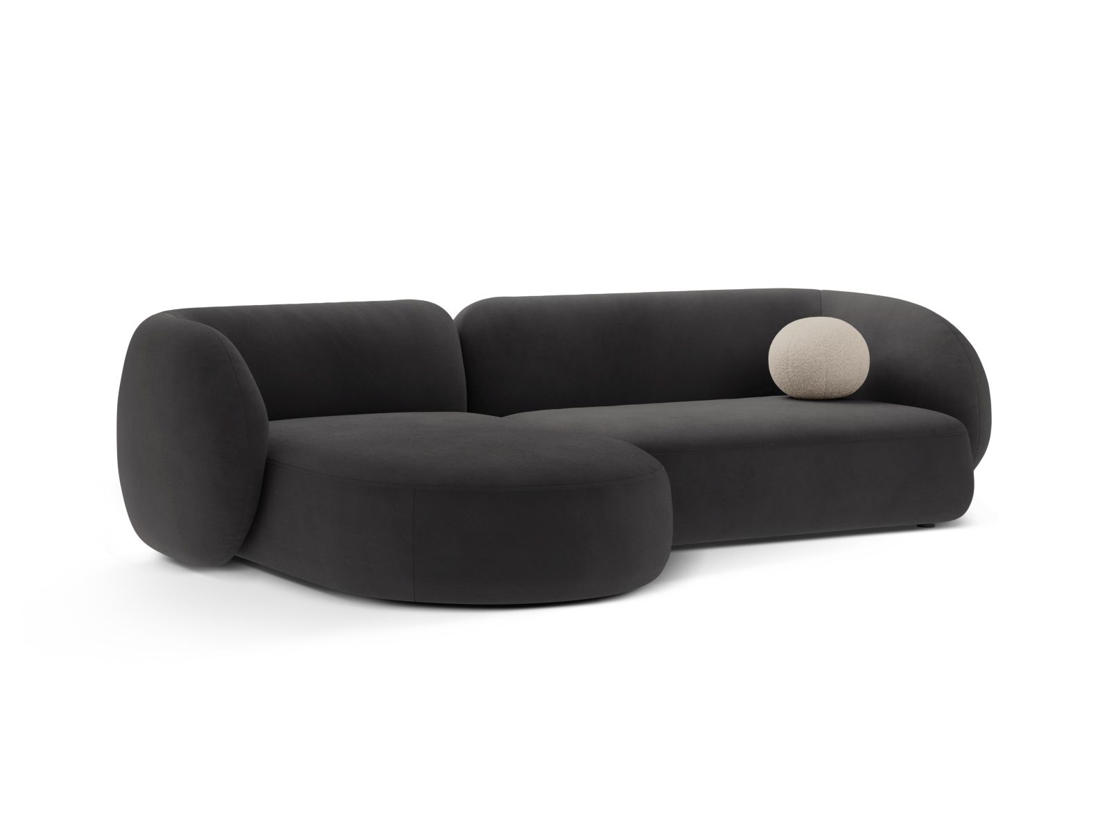 Velvet Modular Left Corner Sofa, "Kate", 3 Seats, 285x176x76