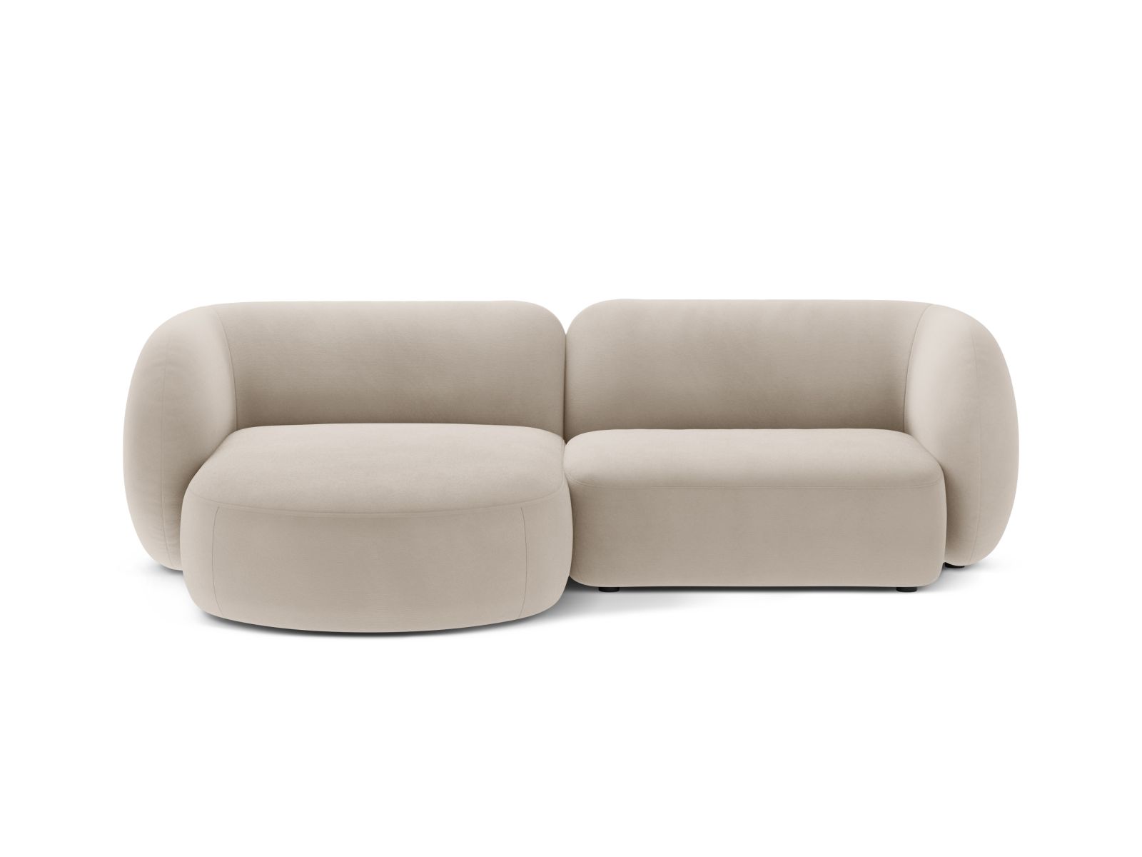 Velvet Modular Left Corner Sofa, "Kate", 2 Seats, 255x176x76