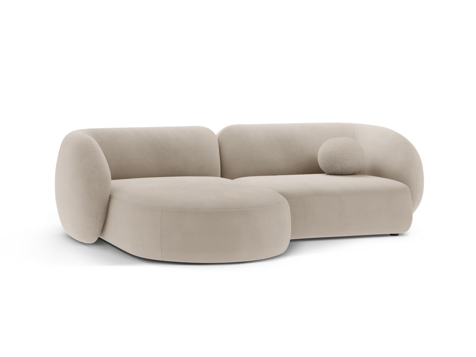 Velvet Modular Left Corner Sofa, "Kate", 2 Seats, 255x176x76