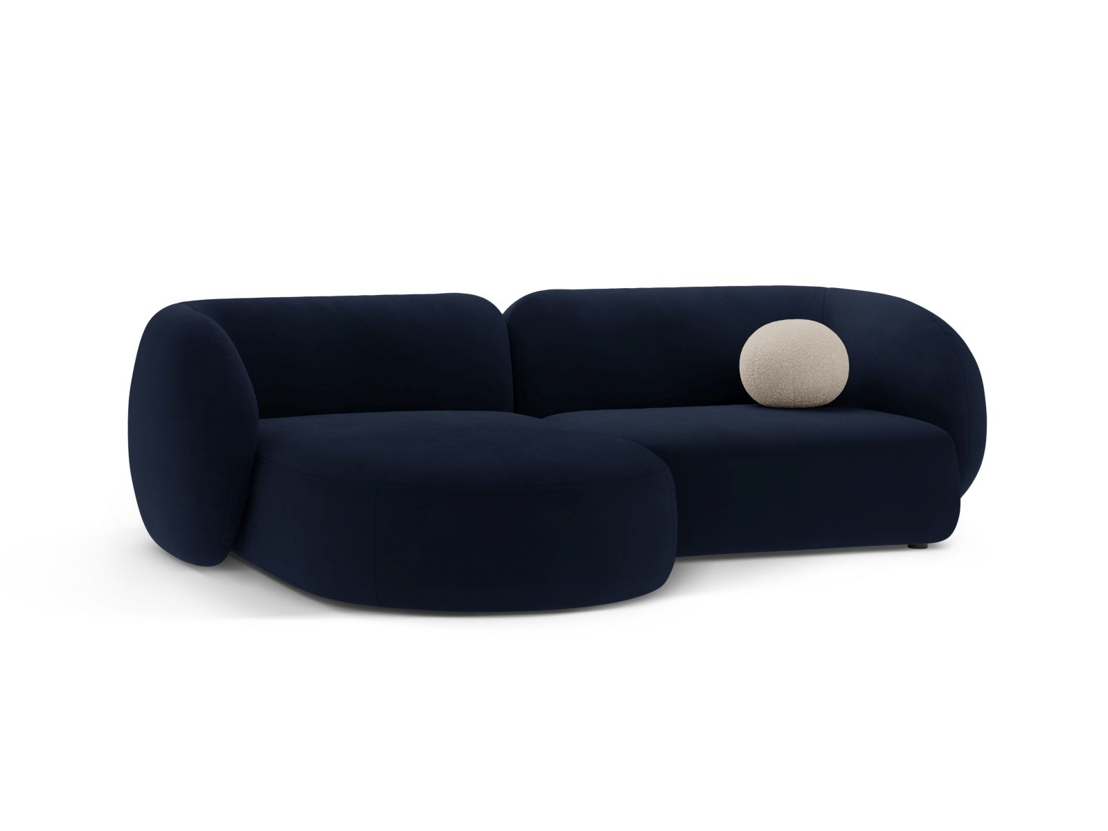 Velvet Modular Left Corner Sofa, "Kate", 2 Seats, 255x176x76