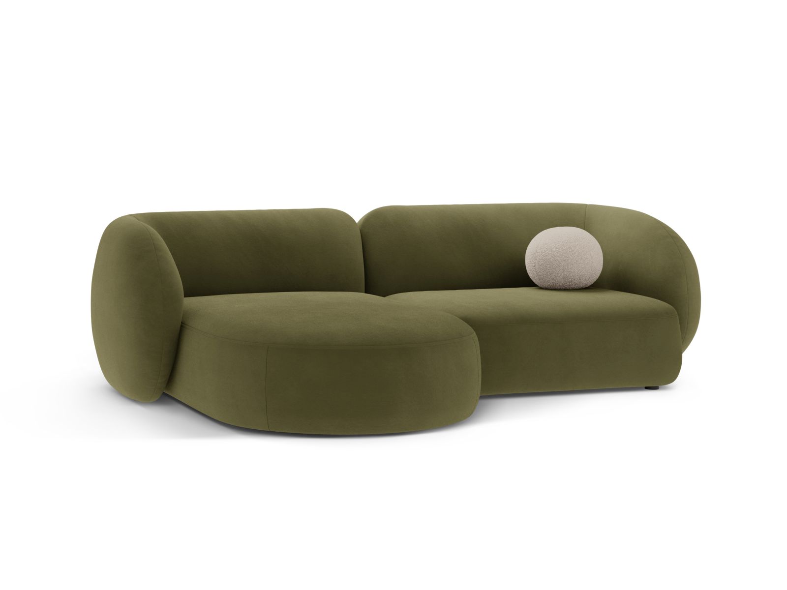 Velvet Modular Left Corner Sofa, "Kate", 2 Seats, 255x176x76