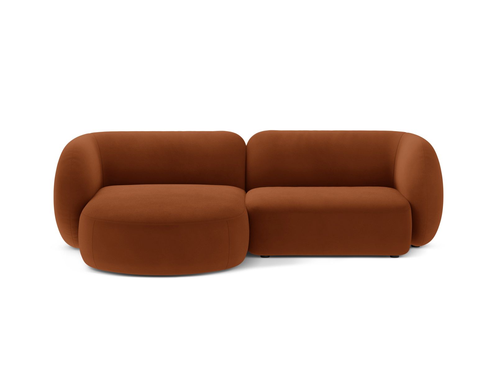 Velvet Modular Left Corner Sofa, "Kate", 2 Seats, 255x176x76