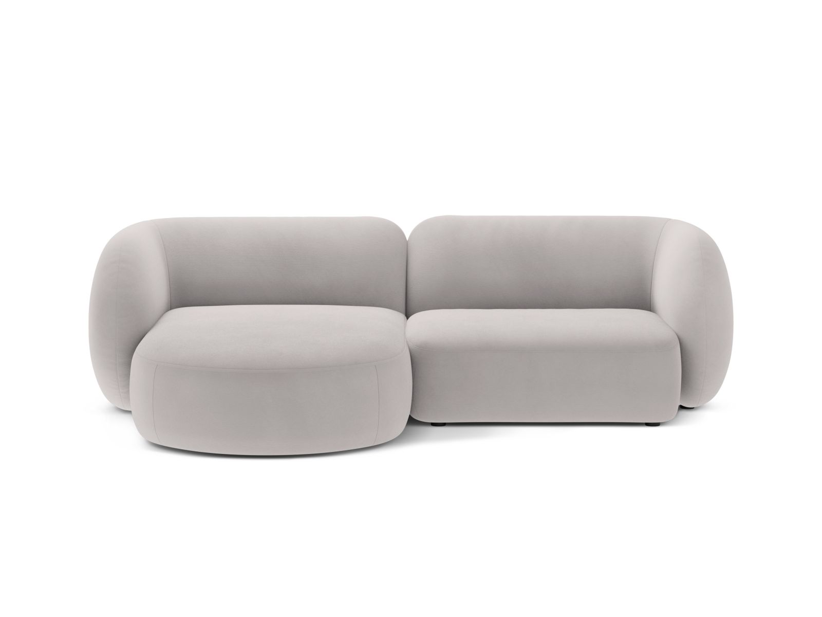 Velvet Modular Left Corner Sofa, "Kate", 2 Seats, 255x176x76