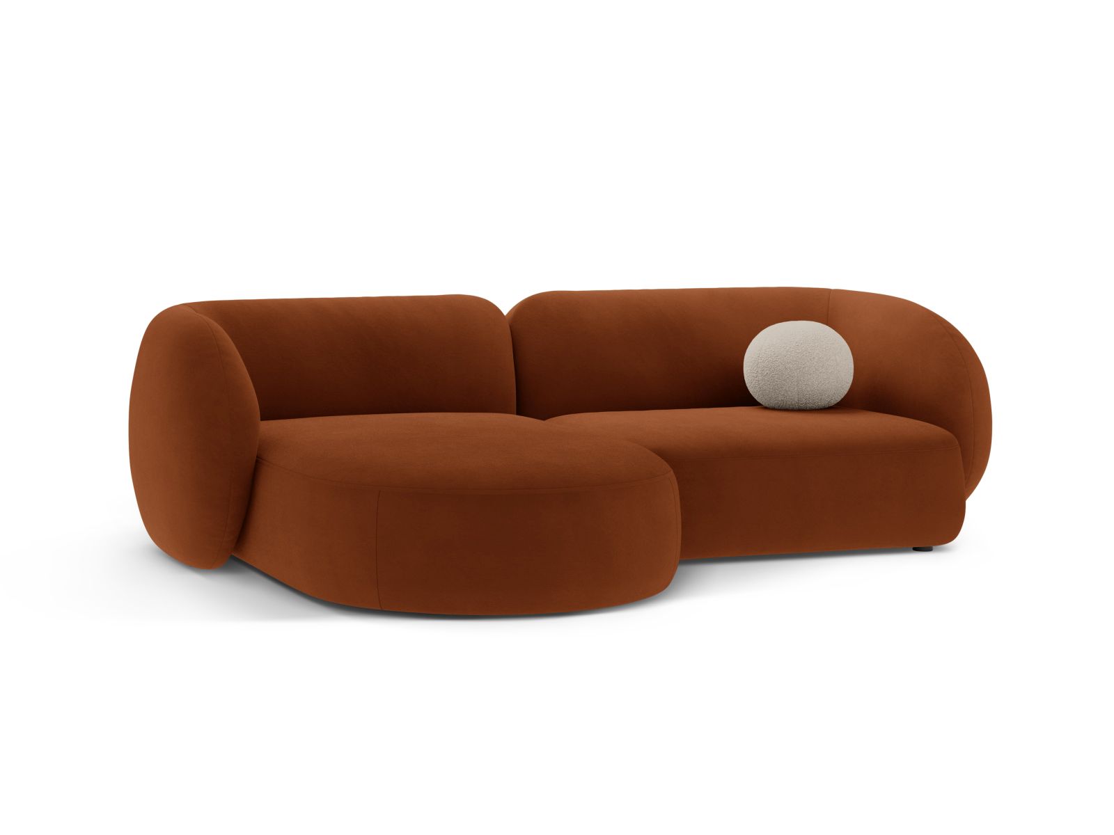 Velvet Modular Left Corner Sofa, "Kate", 2 Seats, 255x176x76