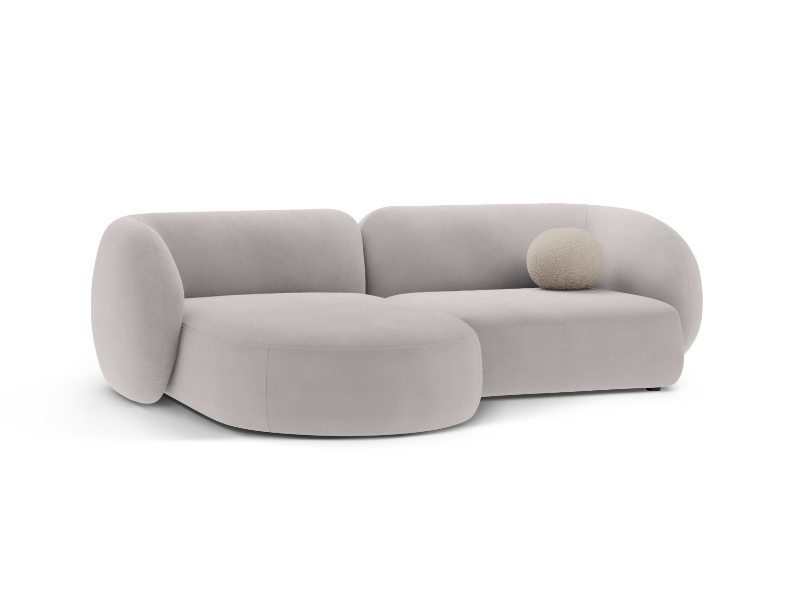 Velvet Modular Left Corner Sofa, "Kate", 2 Seats, 255x176x76