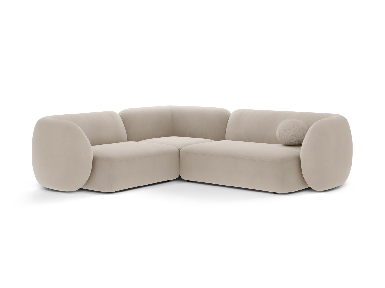 Velvet Modular Left Corner Sofa, "Kate", 4 Seats, 252x220x76