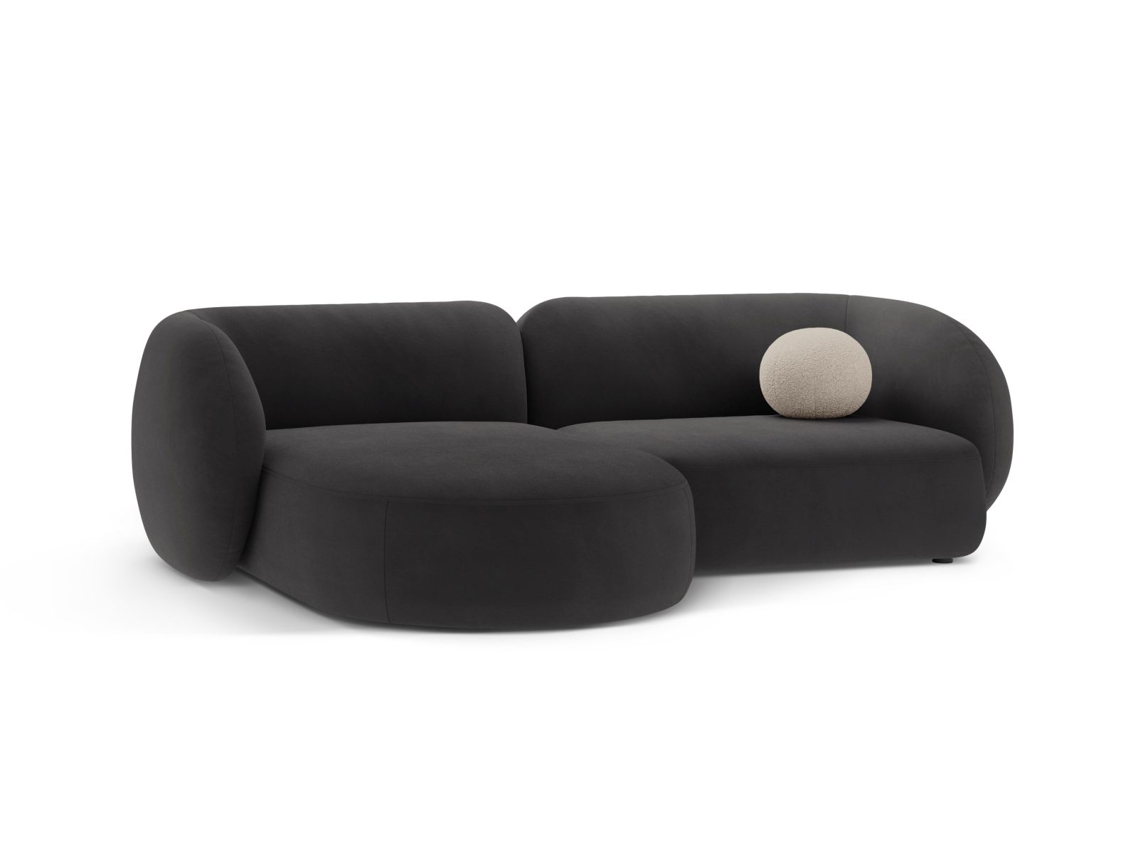 Velvet Modular Left Corner Sofa, "Kate", 2 Seats, 255x176x76